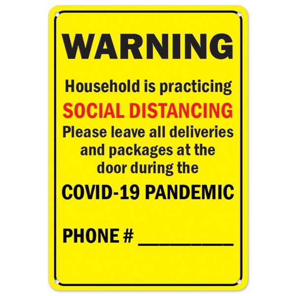Signmission PSA, Warning Household Is Practicing Social Distancing, 10in X 7in Rigid Plastic, OS-NS-P-710-25548 OS-NS-P-710-25548 - main